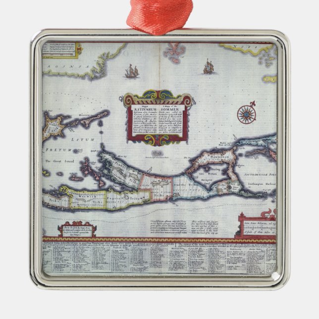 Ornement En Métal Carte des Bermudes (Devant)