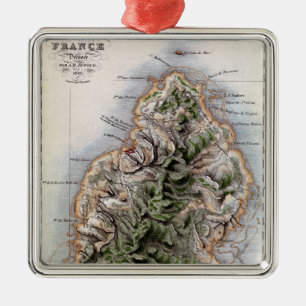 Ornement En Métal Carte des Îles Maurice, illustration 'Paul et
