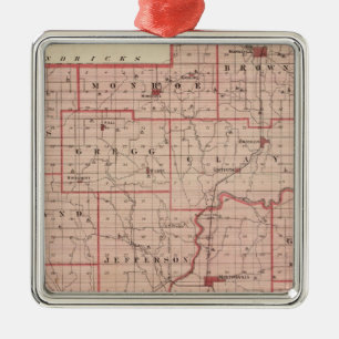 Ornement En Métal Carte du comté de Morgan avec Mooresville