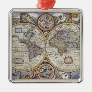 Ornement En Métal Carte du monde antique désorganisée #3