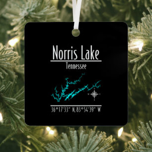 Ornement En Métal Carte du rivage du lac Norris Tennessee Métal Carr