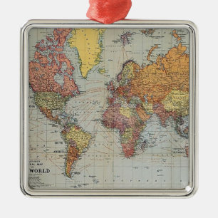 Ornement En Métal Carte générale vintage du monde
