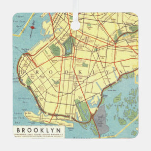 Ornement En Métal Carte Vintage Brooklyn