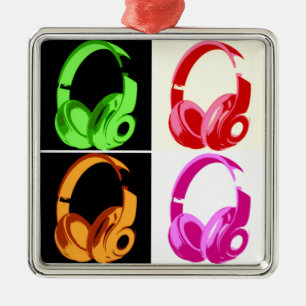 Ornement En Métal Casque de quatre couleurs Pop Art Tête Téléphone