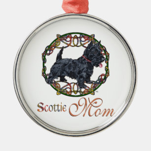 Ornement En Métal Celtic Scottish Terrier Mother