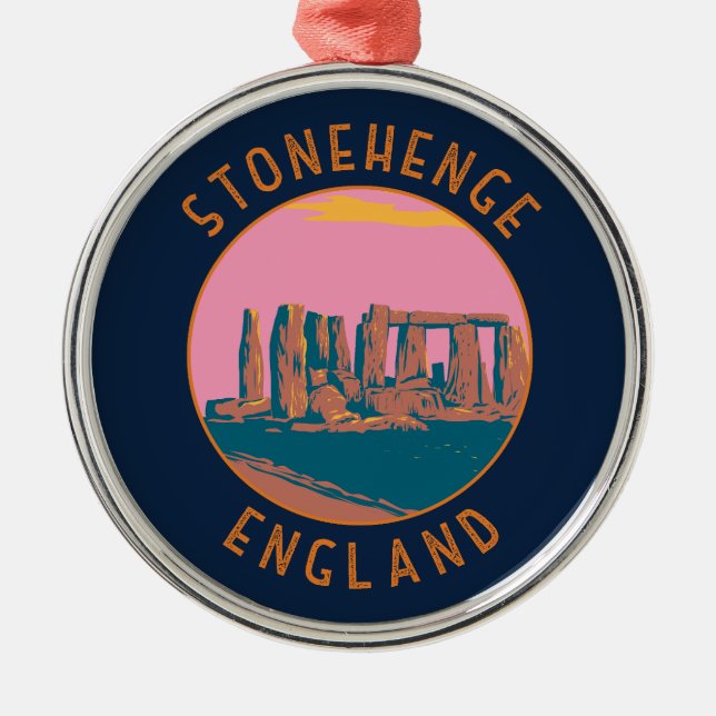 Ornement En Métal Cercle en panne stonehenge rétro (Devant)