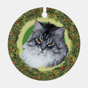 Ornement En Métal Chat à coon XMas Wreath Maine