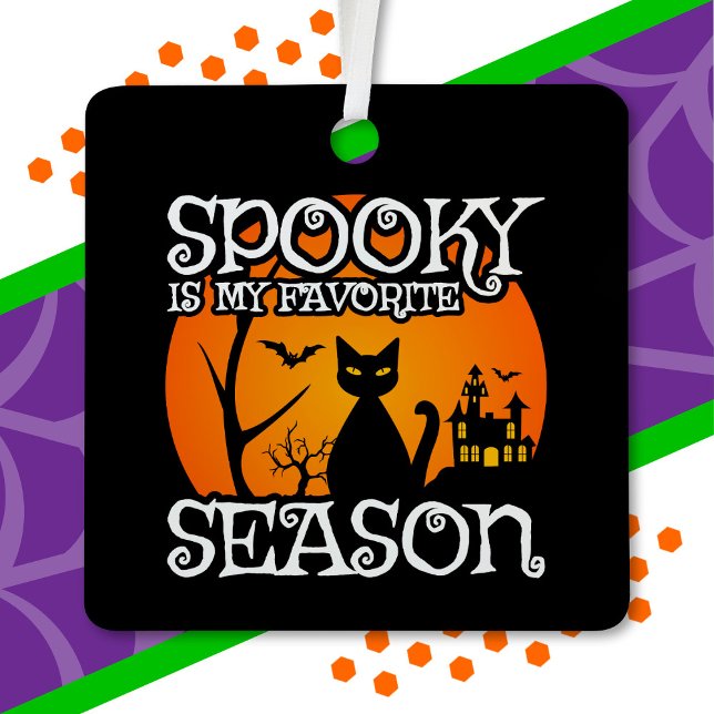 Ornement En Métal Chat noir Hauné saison Éffrayante Happy Halloween (Créateur téléchargé)