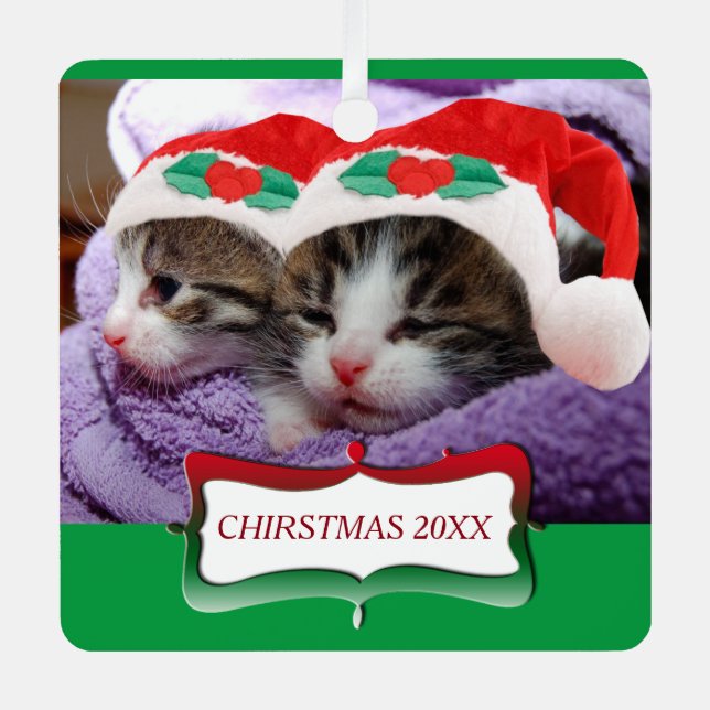 Ornement En Métal Chatons à Santa Hats Noël 20XX (Recto)