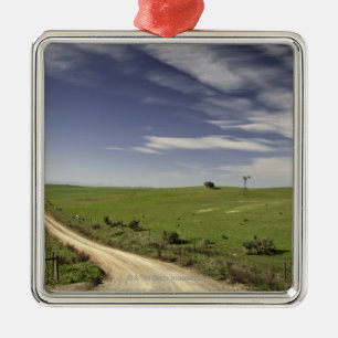 Ornement En Métal Chemin d'exploitation tortillant entre les champs