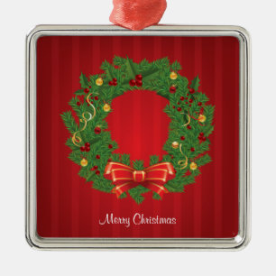 Ornement En Métal Chemise de Noël Vert et Rouge