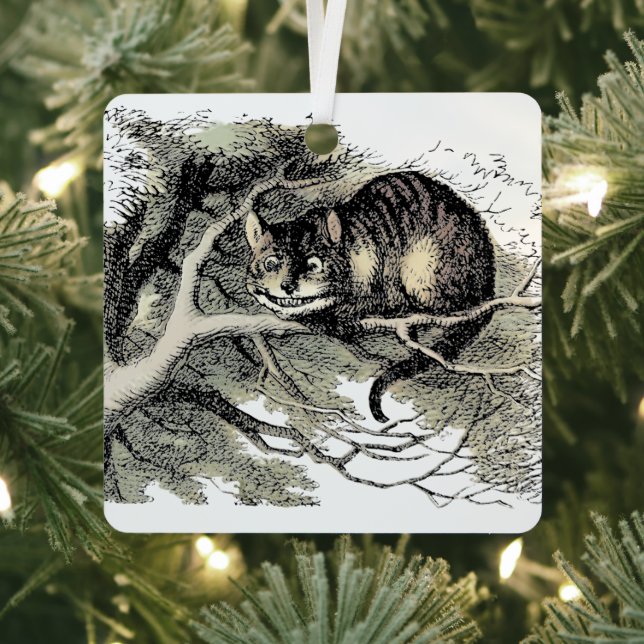 Ornement En Métal Cheshire Chat Alice Wonderland Classic (Insitu)