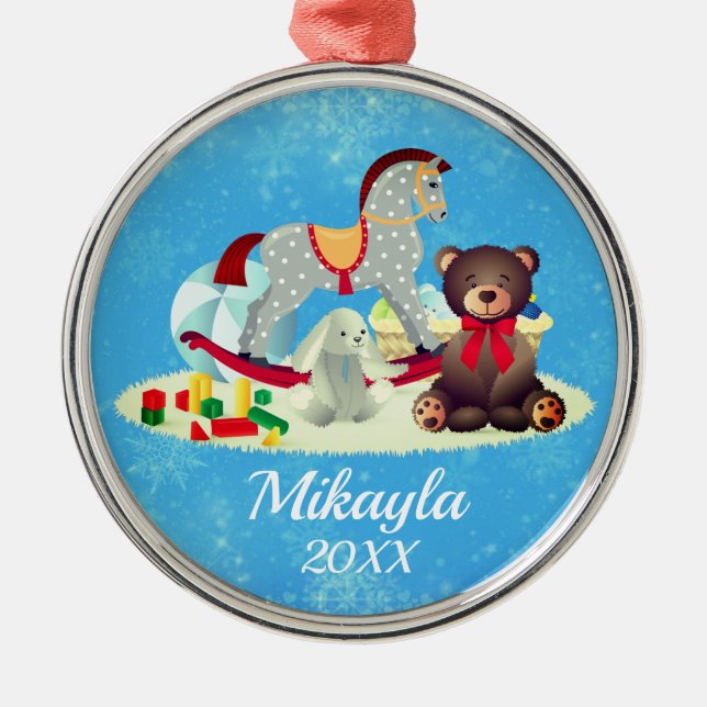 Ornement En Métal Cheval à roche, ours et jouets (Devant)