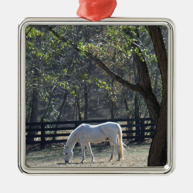 Ornement En Métal Cheval blanc dans les arbres (Devant)