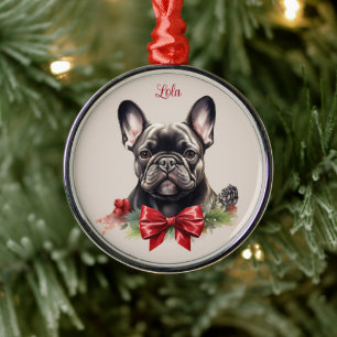 Ornement En Métal Chien français de taureau français de Noël animal