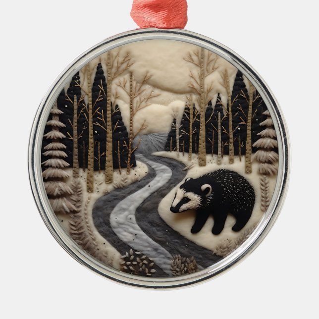 Ornement En Métal Chirstmas animal en bois mignon 3D (Devant)