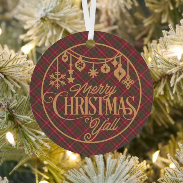 Ornement En Métal Chisholm Weathered  Scottish Tartan Christmas (Insitu)