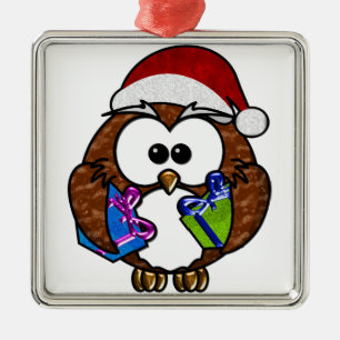 Ornement En Métal Chouette de Noël