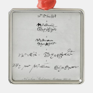 Ornement En Métal Cinq véritables autographes de William Shakespeare