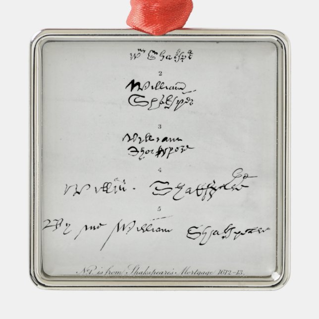 Ornement En Métal Cinq véritables autographes de William Shakespeare (Devant)