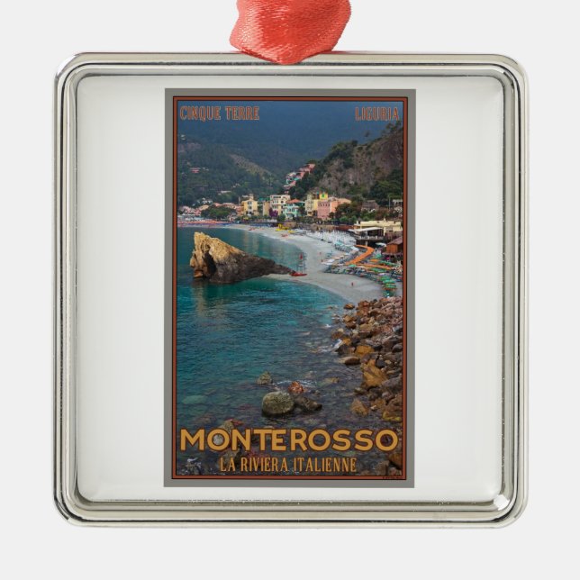 Ornement En Métal Cinque Terre - plage de Monterosso de matin (Devant)