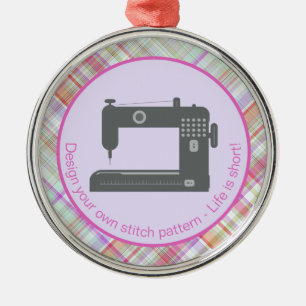 Ornement En Métal Citation rose customisée Élégante À Coudre Plaid M