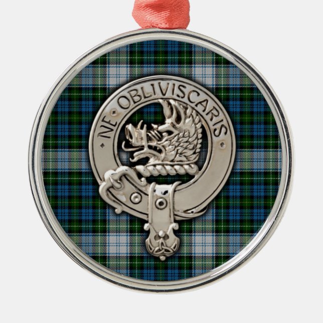 Ornement En Métal Clan Campbell Crest & Dress Tartan (Devant)