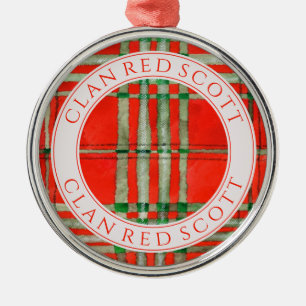 Ornement En Métal CLAN RED SCOTT Premium Round Orament + Texte
