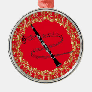 Ornement En Métal Clarinet, rouge et or