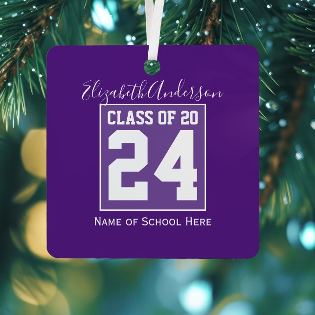Ornement En Métal Classe de 2023 Royal Purple Graduation Photo (Créateur téléchargé)