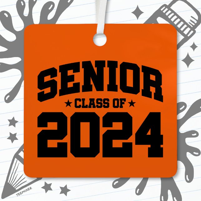Ornement En Métal Classe de 2024 Lycée Graduation Senior 2024 (Créateur téléchargé)