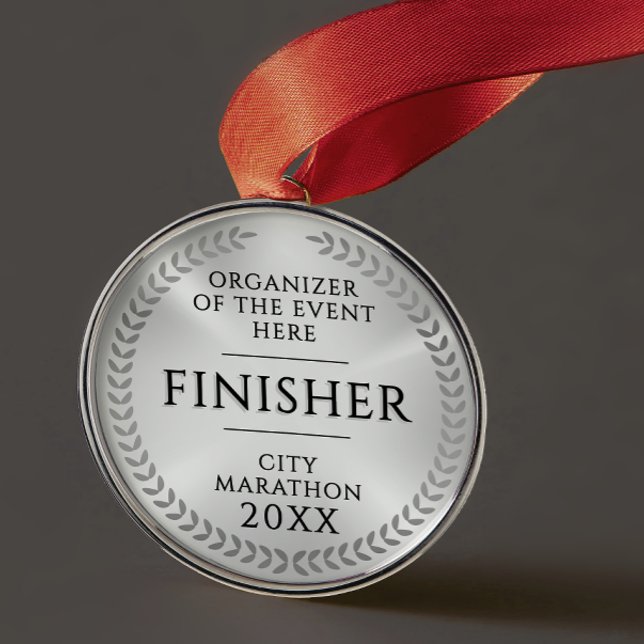 Ornement En Métal Classic Silver Finish Monochrome Sport Race Medal (Créateur téléchargé)