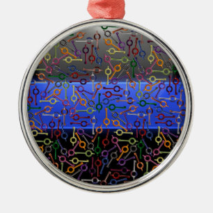 Ornement En Métal Clés de menottes colorées en Ligne Bleue Mince