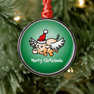 Ornement En Métal Cochon de Noël mignon