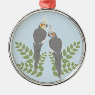 Ornement En Métal Cockatiel Couple