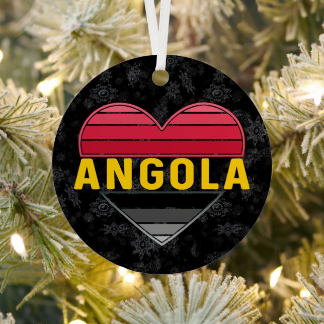 Ornement En Métal Coeur angolais, I Love Angola Christmas (Insitu)