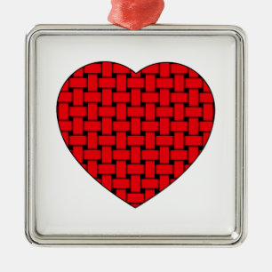 Ornement En Métal Coeur rouge tressé