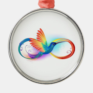 Ornement En Métal Colibri arc-en-ciel avec symbole Infinity
