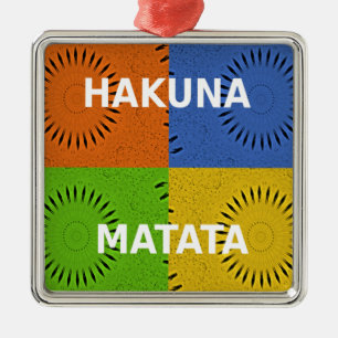 Ornement En Métal Collage d'art pop coloré et message "Hakuna Matata