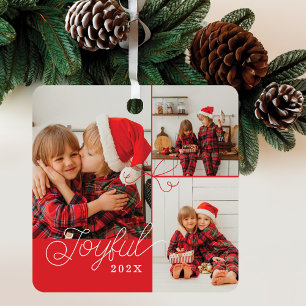 Ornement En Métal Collage photo minime joyeux Present Ruban Rouge