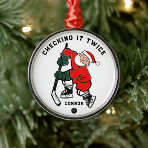 Ornement En Métal Collectif de Noël de hockey