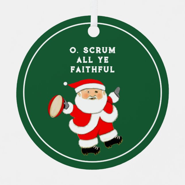 Ornement En Métal Collectif de Noël de rugby personnalisé (Recto)