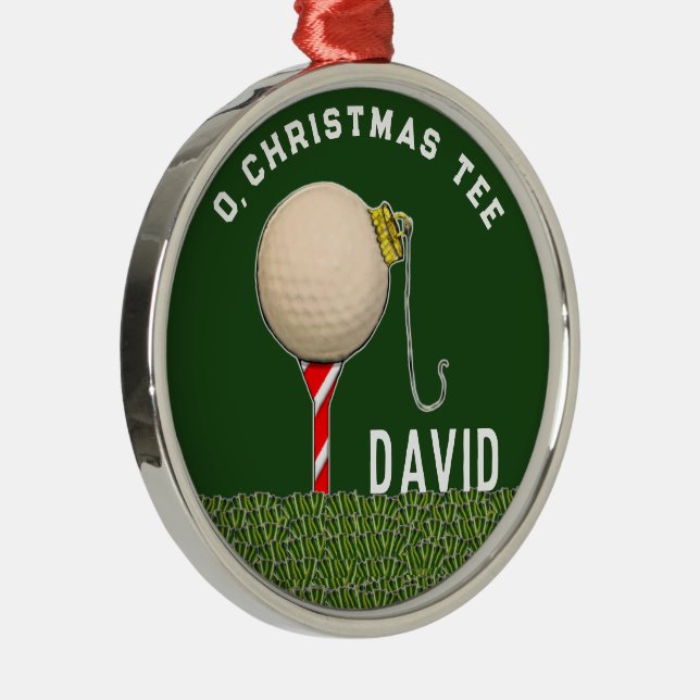 Ornement En Métal Collection de Noël de golf personnalisée (Droite)