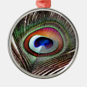 Ornement En Métal Colorful Copper Peacock Feather