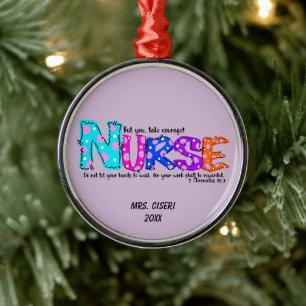 Ornement En Métal Colorful  Nurse Saying Chronicles 15.7 Courage