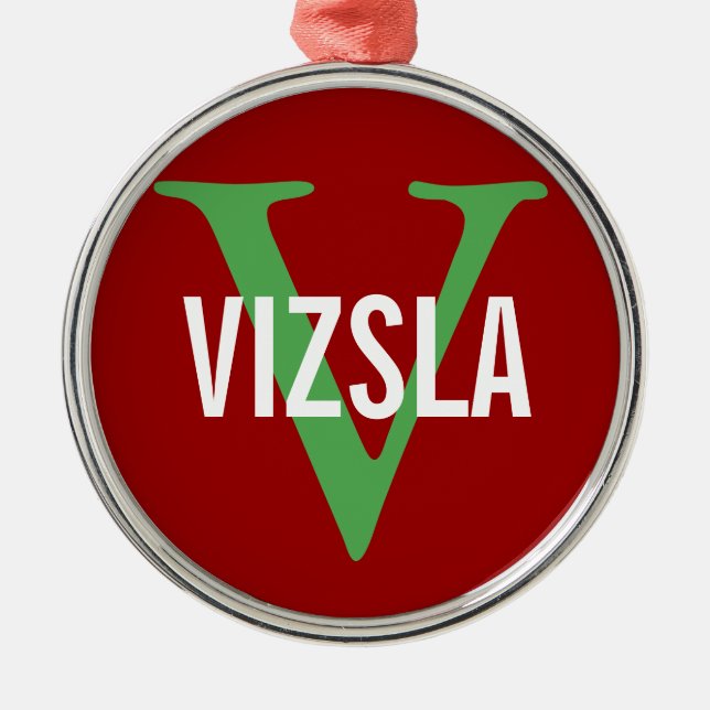Ornement En Métal Conception de monogramme de race de Vizsla (Devant)