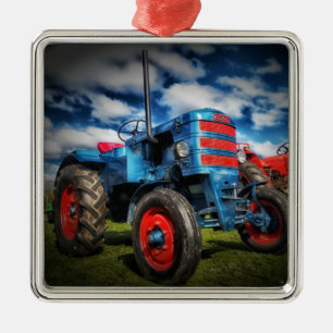 Ornement En Métal Cool Bleu Rouge Tracteur d'antiquités cadeaux pour
