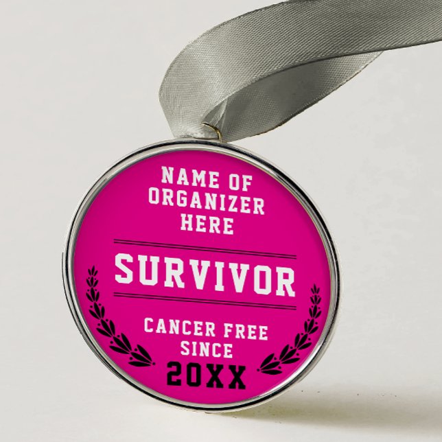 Ornement En Métal Cool Pink Medal Cancer Survivor Awareness Medal (Créateur téléchargé)