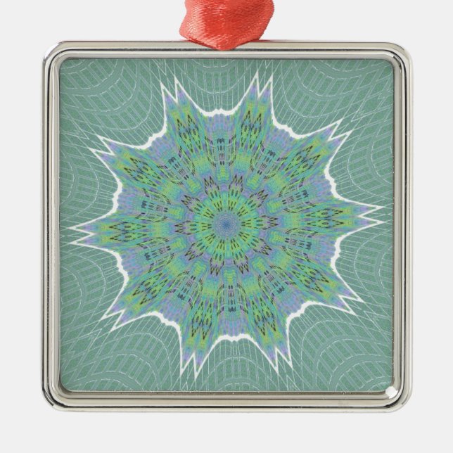 Ornement En Métal Cool vert motif floral (Devant)