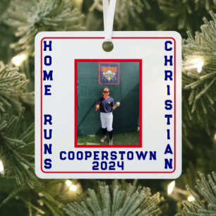 Ornement En Métal Cooperstown Baseball Custom Home Run Photo Fiches